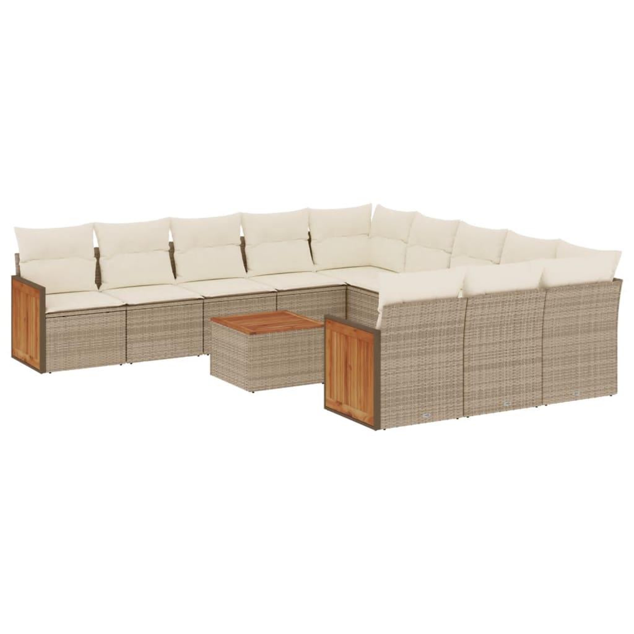 Voir la diapositive 2 : VIDAXL Salon de jardin avec coussins 12 pcs beige resine tressee