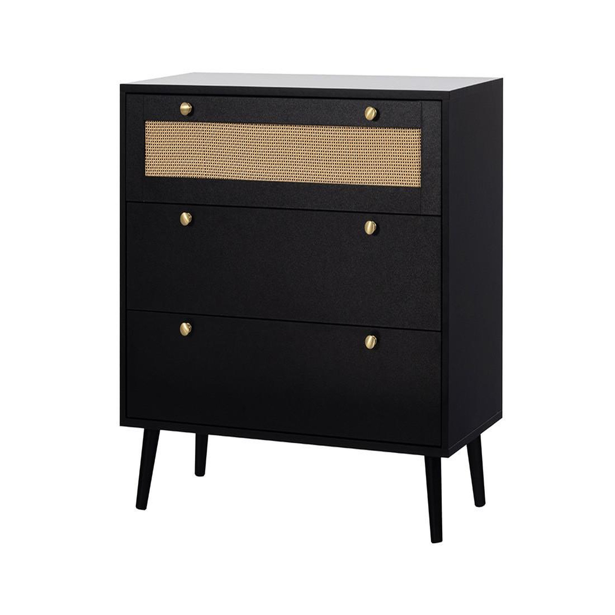 Voir la diapositive 4 : BEST MOBILIER Goto - commode - noir et cannage - 80 cm
