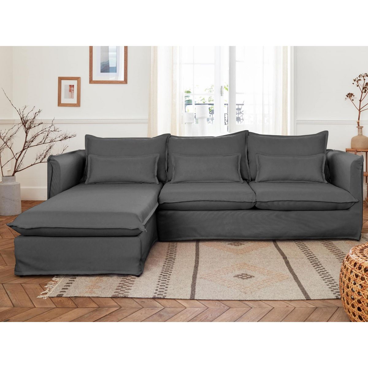 LISA DESIGN Adriann - canapé d'angle gauche fixe - 4 places - en tissu déhoussable