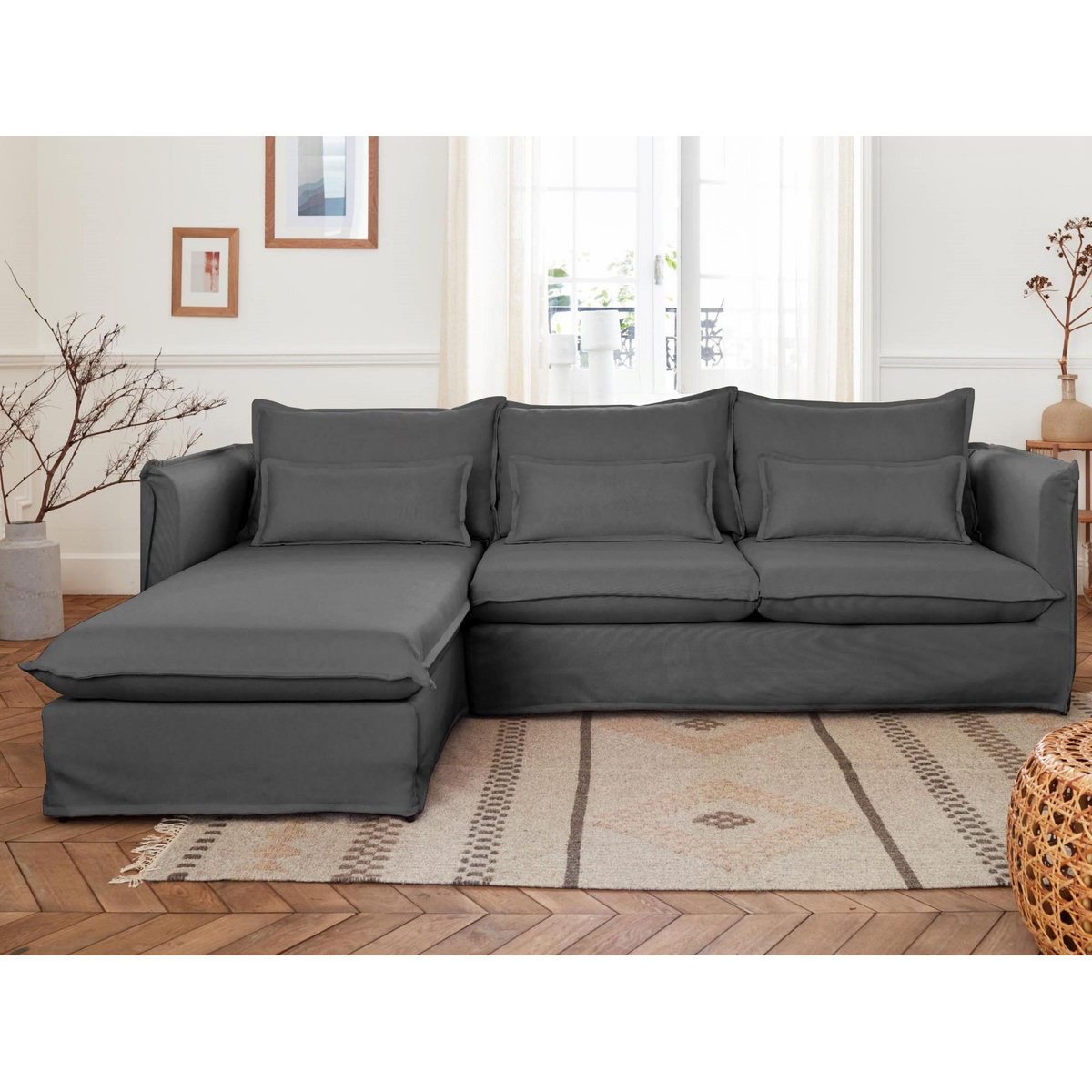 LISA DESIGN Adriann - canapé d'angle gauche fixe - 4 places - en tissu déhoussable