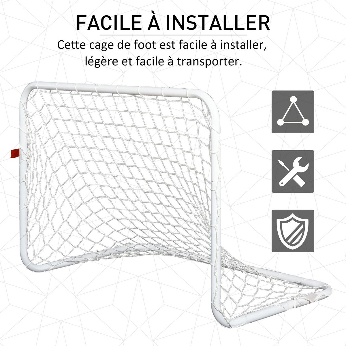 HOMCOM Set de 2 mini cages de football pour enfant - ballon, pompe, piquets inclus - 78L x 46l x 56H cm - métal blanc