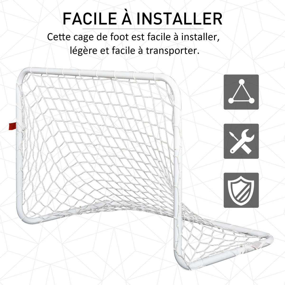 HOMCOM Set de 2 mini cages de football pour enfant - ballon, pompe, piquets inclus - 78L x 46l x 56H cm - métal blanc