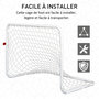 Voir la diapositive 5 : HOMCOM Set de 2 mini cages de football pour enfant - ballon, pompe, piquets inclus - 78L x 46l x 56H cm - métal blanc