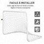 Voir la diapositive 5 : HOMCOM Set de 2 mini cages de football pour enfant - ballon, pompe, piquets inclus - 78L x 46l x 56H cm - métal blanc