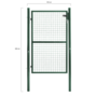 Voir la diapositive 4 : ID MARKET Portillon de jardin 105 x 150 cm en acier vert avec serrure et poignée
