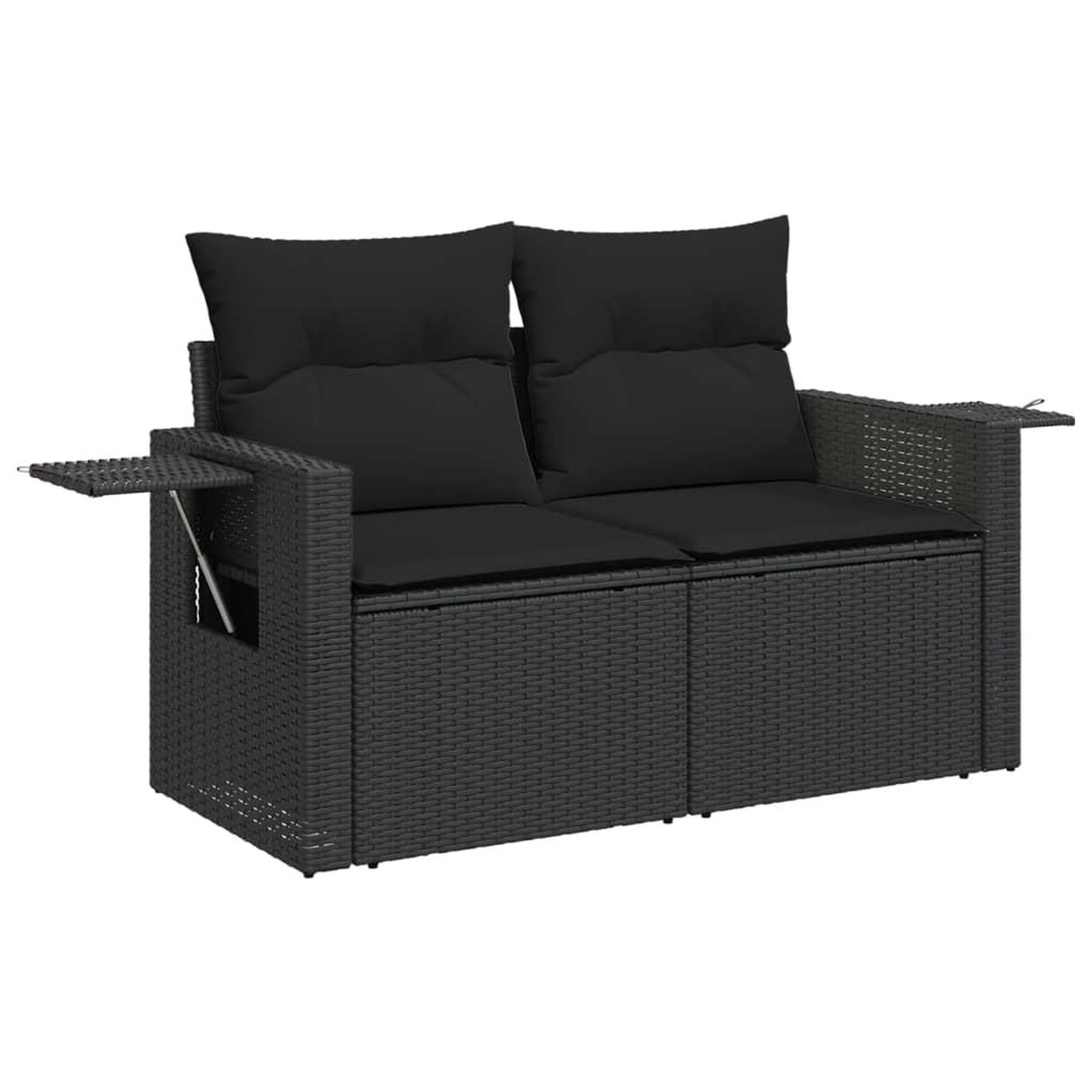 Voir la diapositive 5 : VIDAXL Salon de jardin 4 pcs avec coussins noir resine tressee