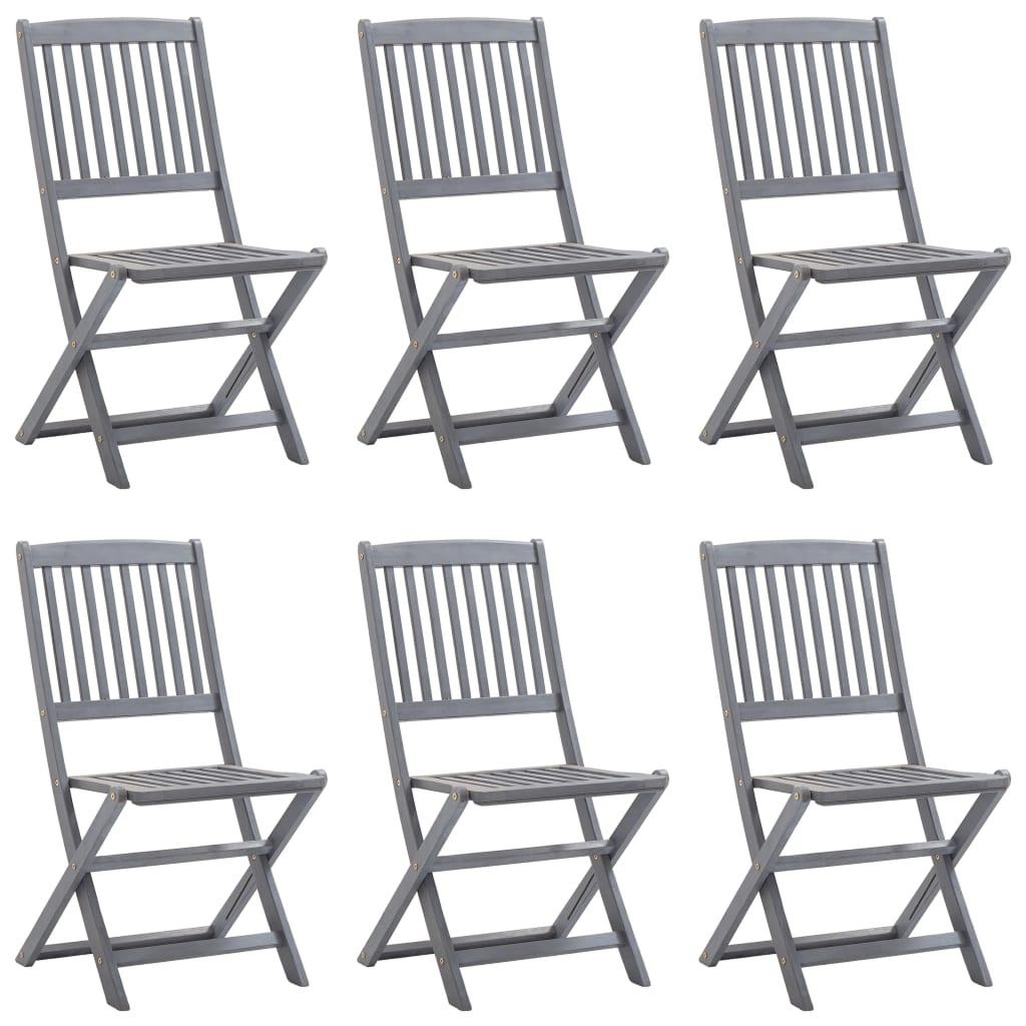 Voir la diapositive 3 : VIDAXL Chaises pliables d'exterieur lot de 6 et coussins Bois d'acacia
