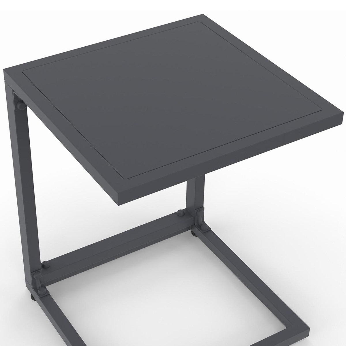 ID MARKET Lot de 2 tables d'appoint de jardin pour transat et bain de soleil PALMA gris anthracite