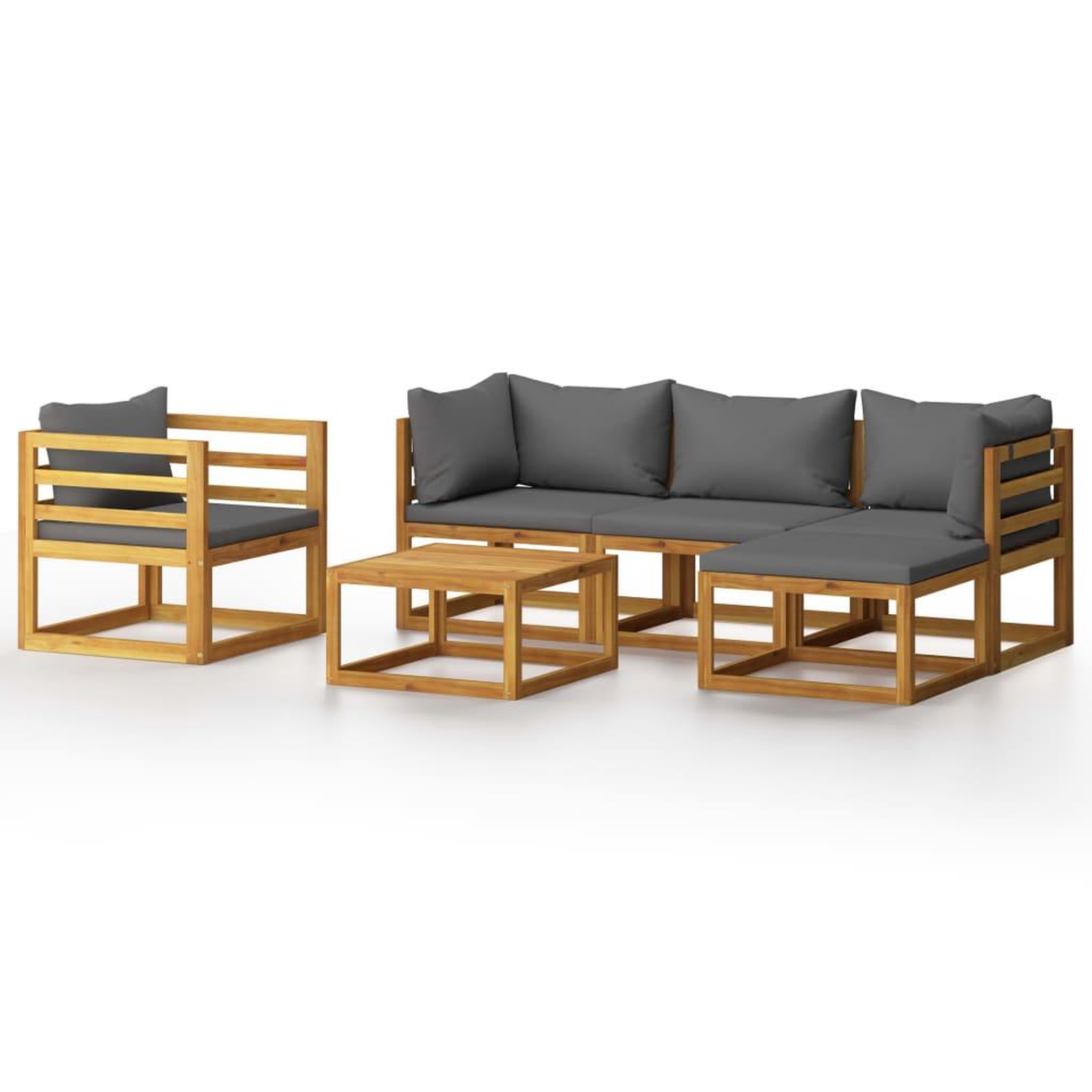 Voir la diapositive 2 : VIDAXL Salon de jardin 6 pcs avec coussin Bois d'acacia solide