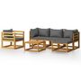 Voir la diapositive 2 : VIDAXL Salon de jardin 6 pcs avec coussin Bois d'acacia solide