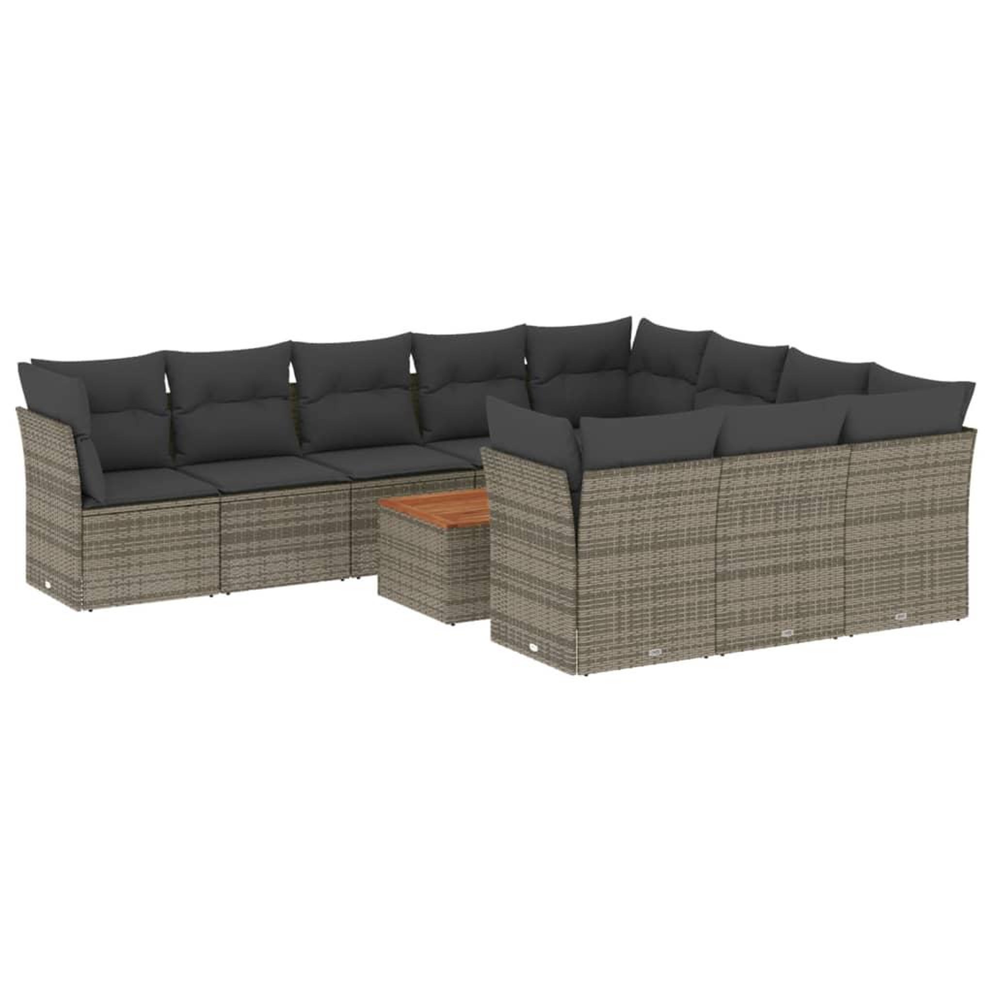 Voir la diapositive 2 : VIDAXL Salon de jardin 11 pcs avec coussins gris resine tressee