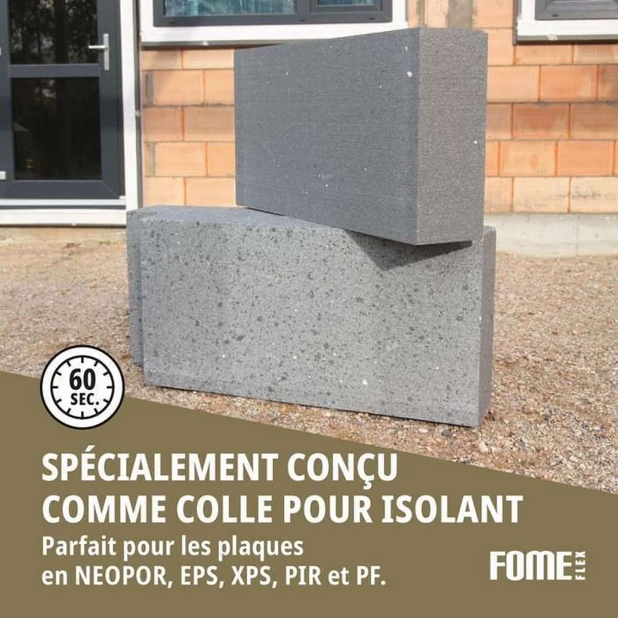 Voir la diapositive 3 : Mousse polyuréthane adhésive FOME FLEX Fast Fix 60 secondes en aérosol 850 ml, faible expansion