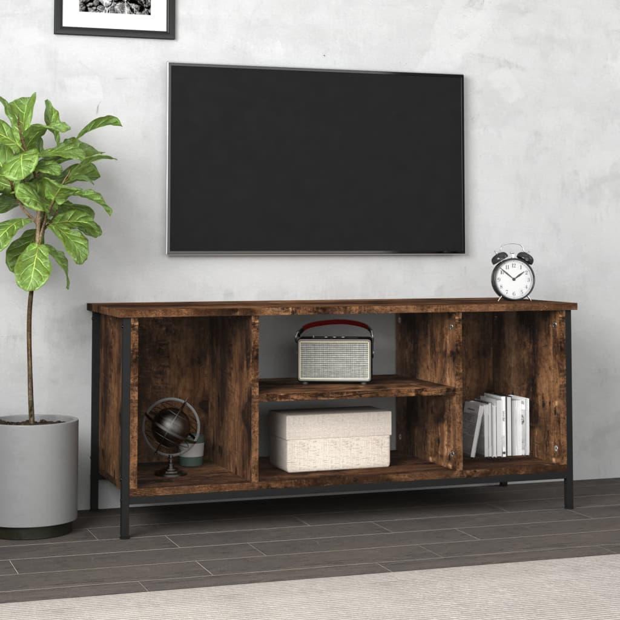 VIDAXL Meuble TV chene fume 102x35x45 cm bois d'ingenierie