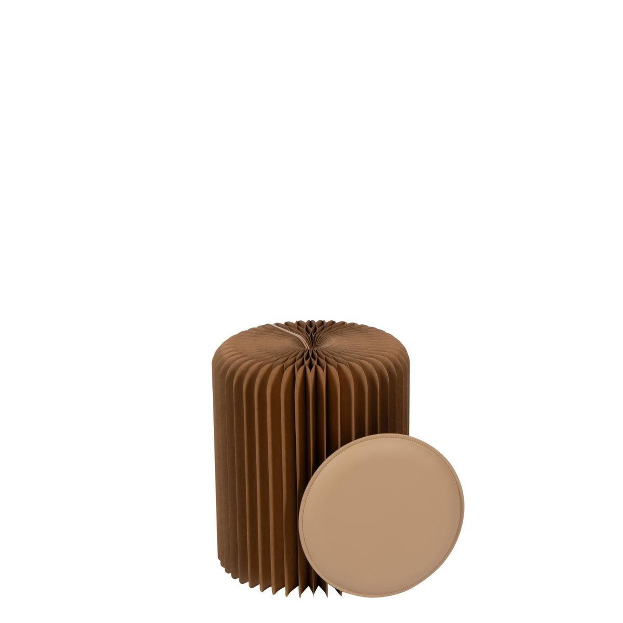 Voir la diapositive 3 : J-LINE Pouf pliable en papier  lily  42cm camel