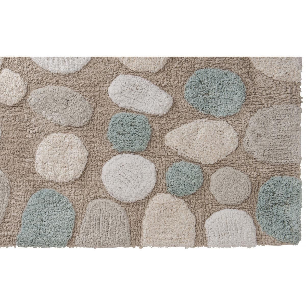 GUY LEVASSEUR Tapis de bain déco galet en coton tufté 60x120cm
