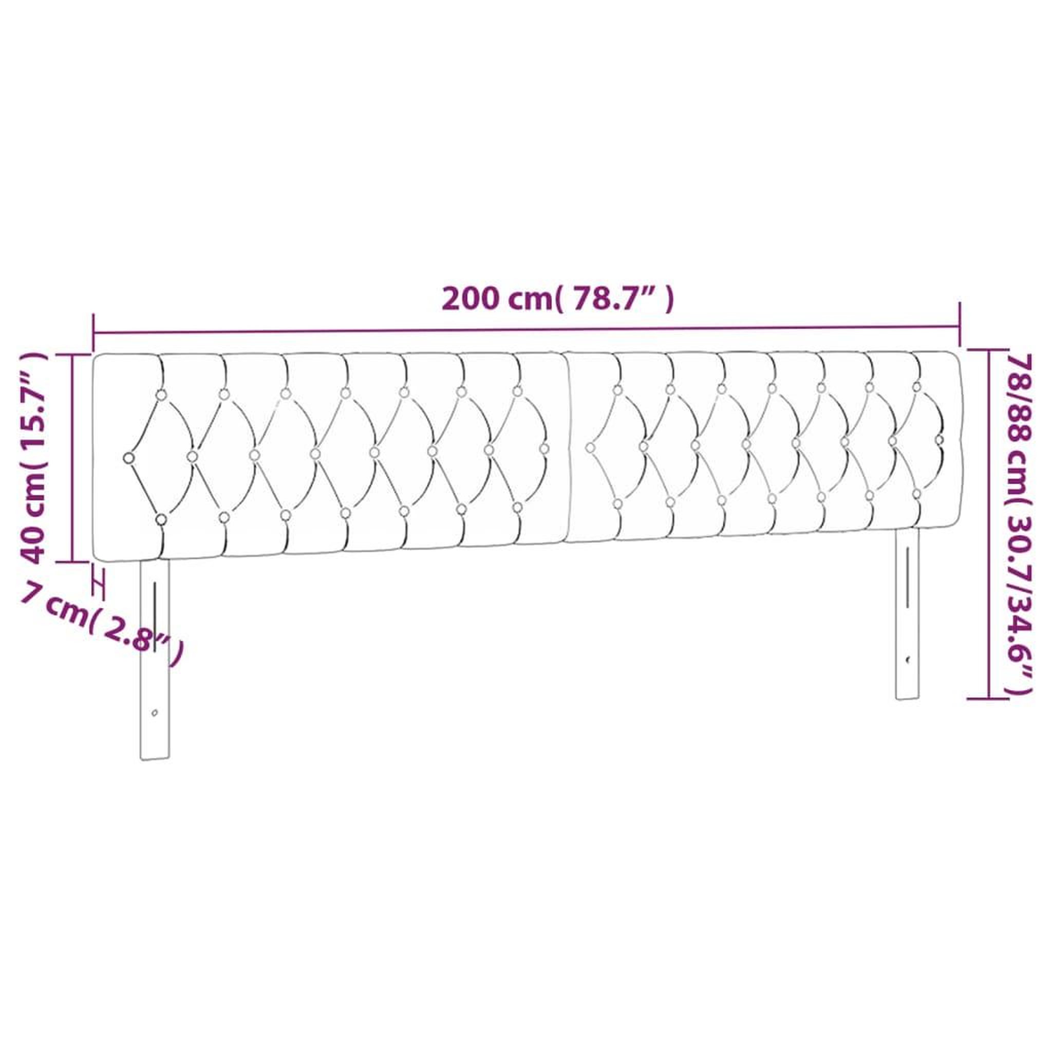 Voir la diapositive 6 : VIDAXL Tete de lit a LED Marron fonce 200x7x78/88 cm Tissu
