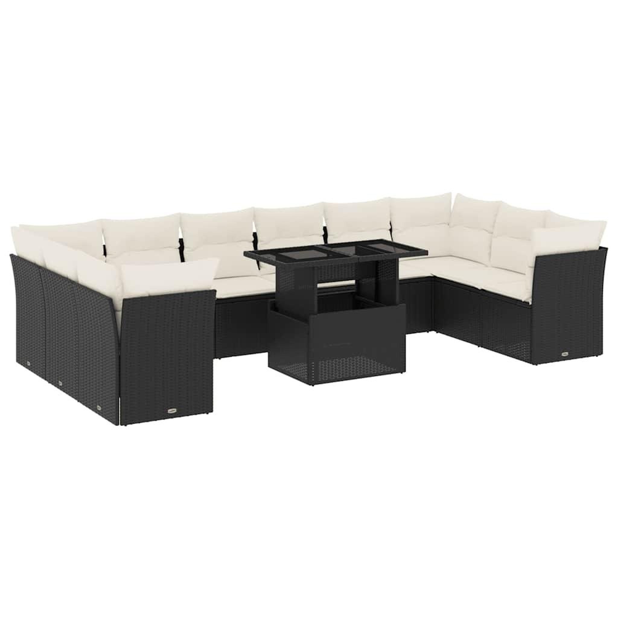 Voir la diapositive 2 : VIDAXL Salon de jardin 11 pcs avec coussins noir resine tressee