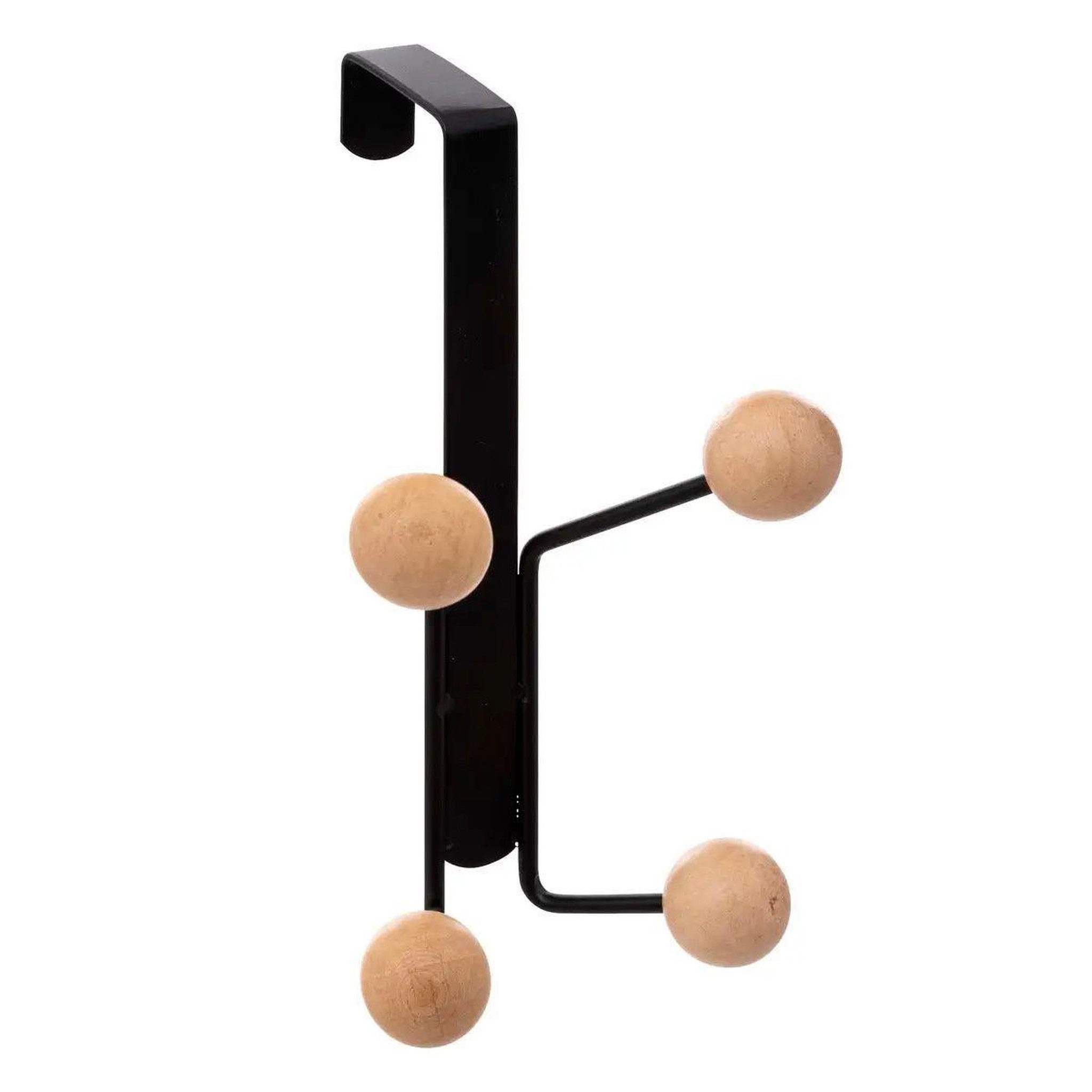 FIVE Patère de porte  4 boules  18cm noir & naturel