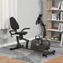 Voir la diapositive 2 : HOMCOM Vélo d'appartement semi-allongé magnétique écran LCD multifonction selle réglable 2 bandes résistance acier noir