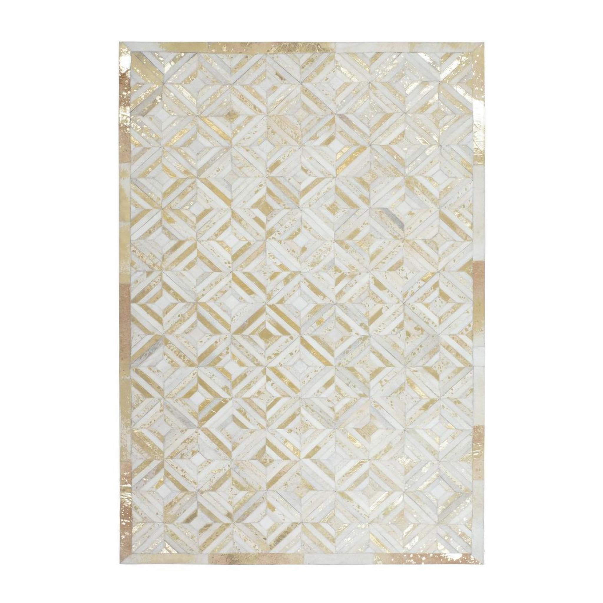 Voir la diapositive 1 : Paris Prix Tapis en cuir fait main  spark  ivoire & or