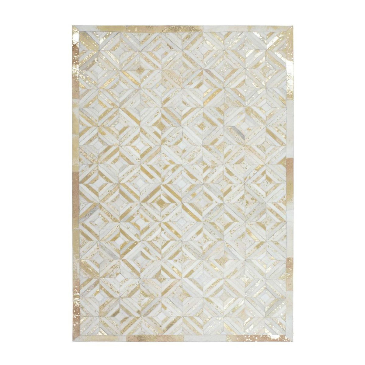 Paris Prix Tapis en Cuir Fait Main  Spark  Ivoire & Or