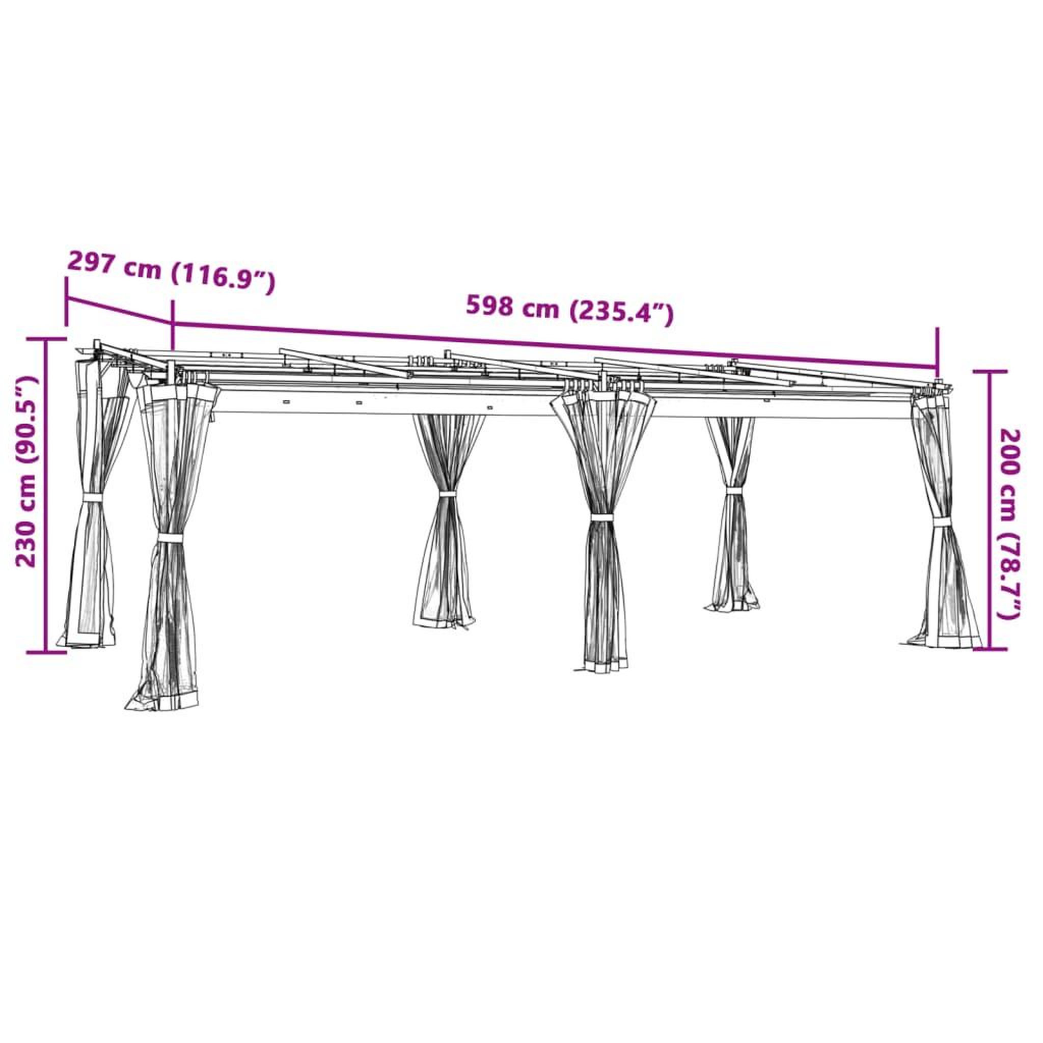 Voir la diapositive 6 : VIDAXL Tonnelle avec parois en filet anthracite 6x3 m acier