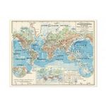 PLANISPHERE PHYSIQUE : RELIEF DU SOL - COURS D'EAU. 650 X 850 MM, EDITION BILINGUE FRANCAIS-ANGLAIS, Forest Joseph