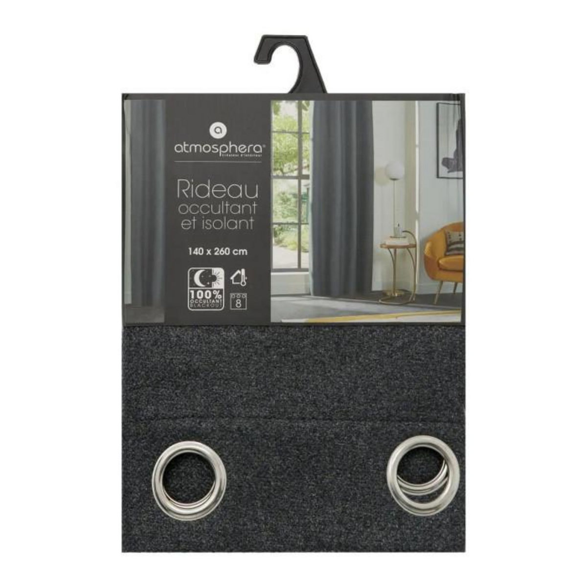 ATMOSPHERA Rideau Occultant à Œillets  Lisba  140x260cm Bleu