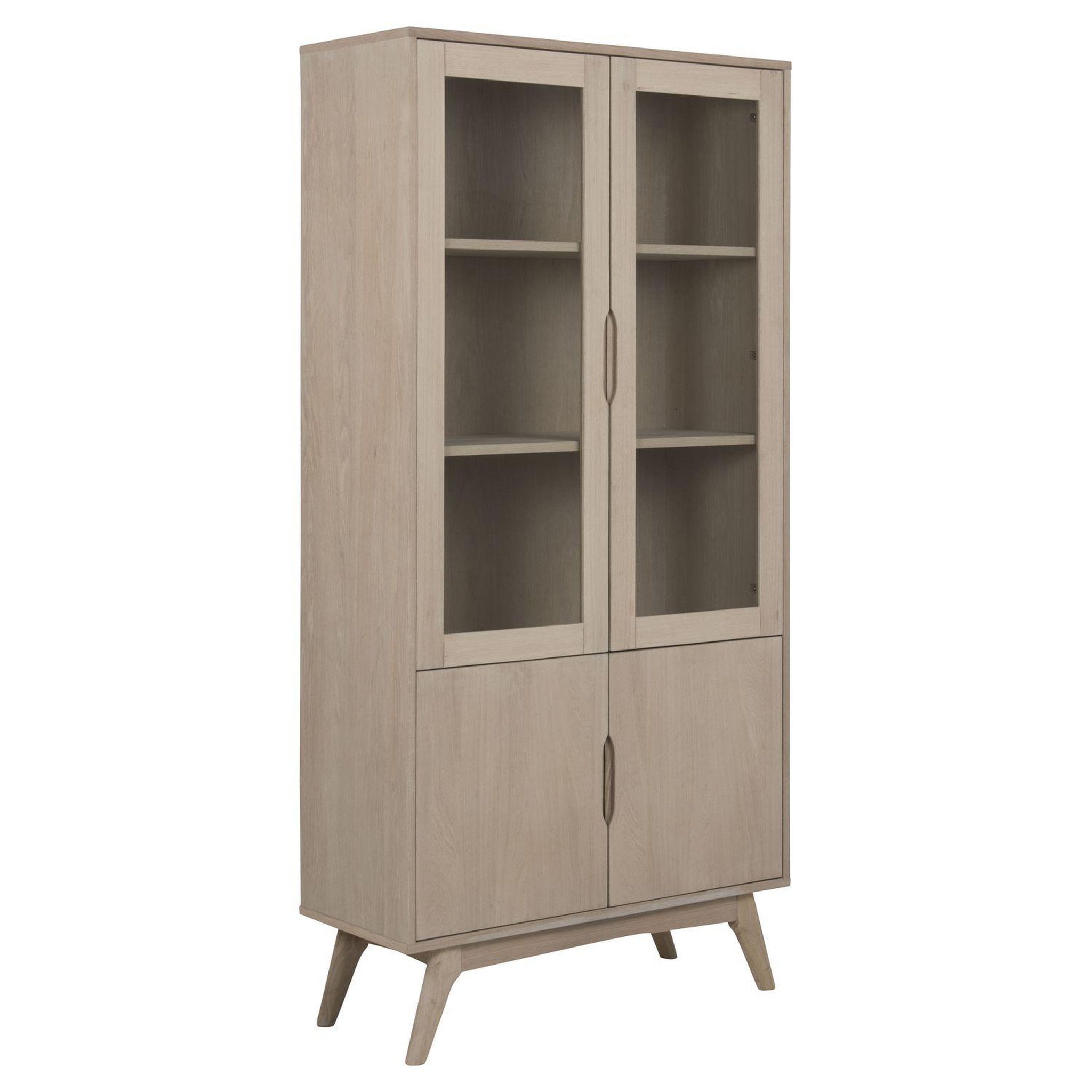 TOILINUX Vitrine en MDF et verre 4 portes et 4 étagères - Beige