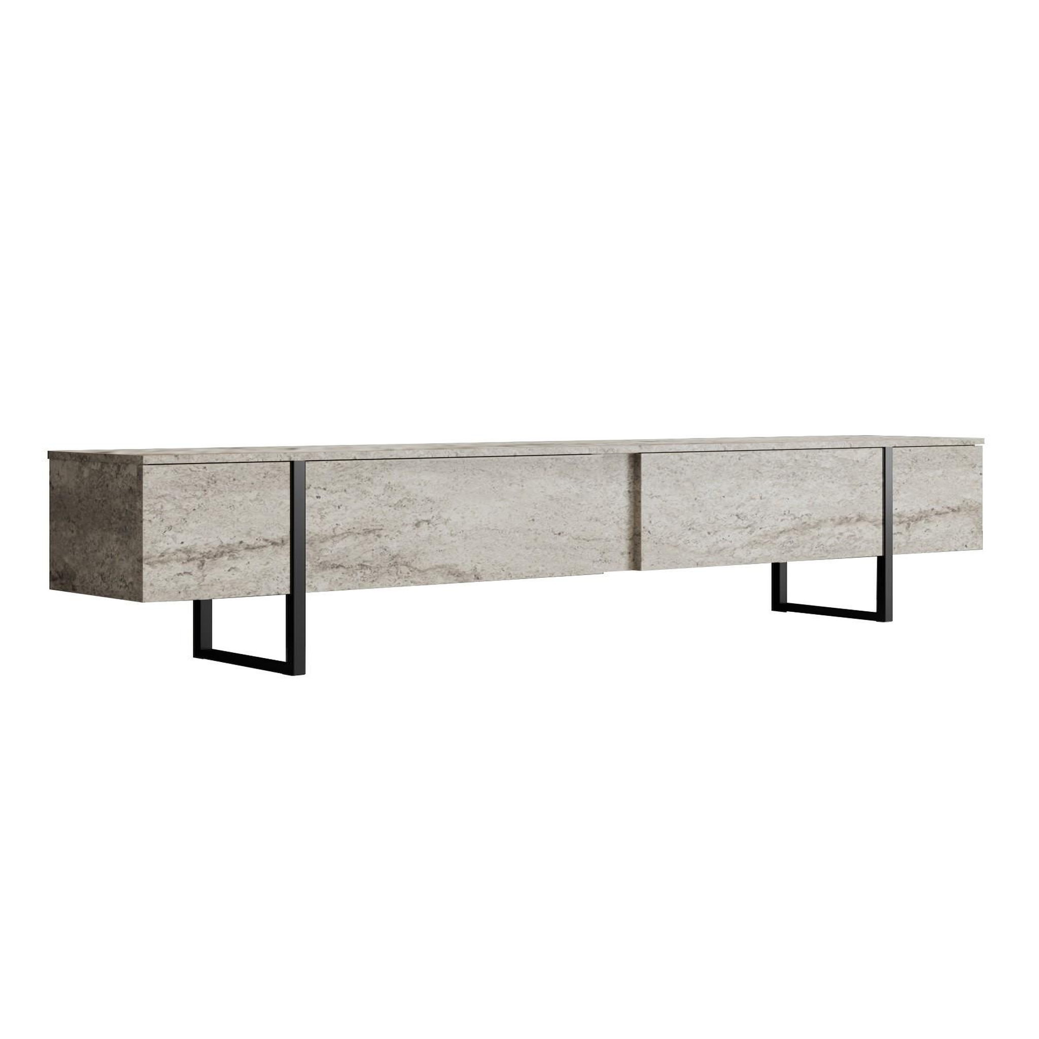 Habitat et Jardin Meuble tv en bois  luxe  - 180 x 30 x 50 cm - travertinnoir
