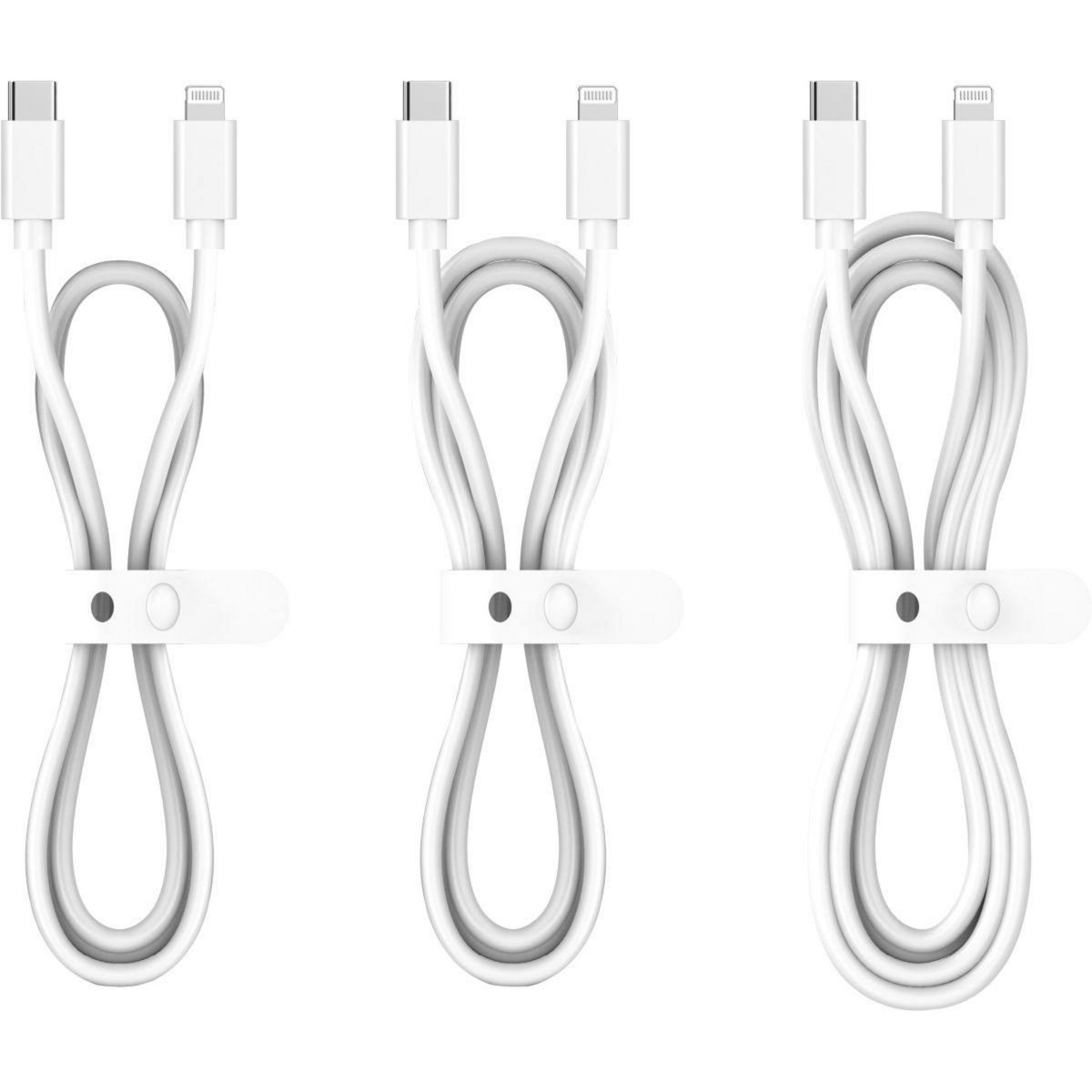 ESSENTIEL B Câble Lightning pack 3 câbles USB-C 0.5/1/2 M Blanc