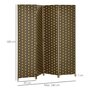 HOMCOM Paravent intérieur 4 panneaux pliables séparateur de pièce bois de peuplier fibres de papier tressée chocolat paille