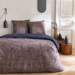 FUTURE HOME Parure de lit 2 personnes en coton 57 fils imprimé bleu. Coloris disponibles : Bleu