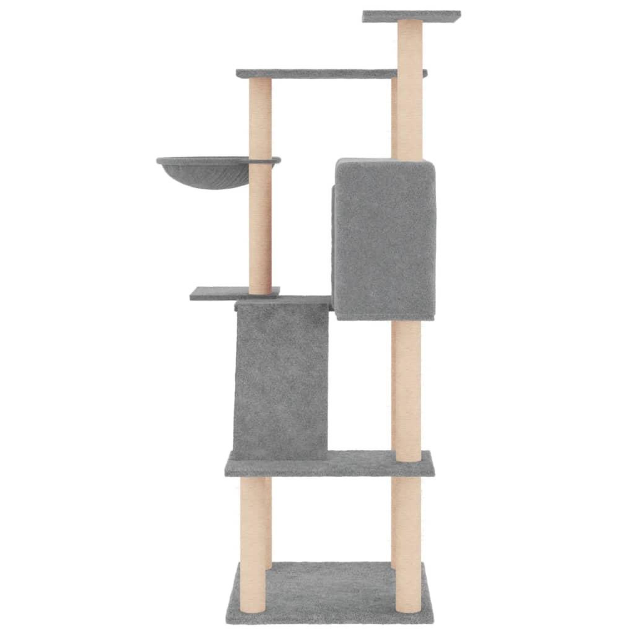 Voir la diapositive 4 : VIDAXL Arbre a chat avec griffoirs en sisal gris clair 143 cm