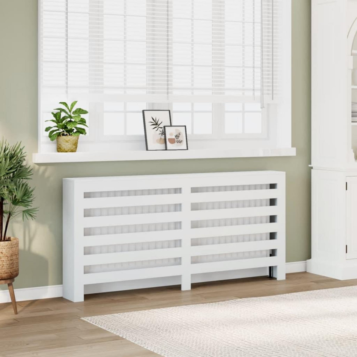 VIDAXL Cache-radiateur blanc 175x20x82 cm bois d'ingenierie