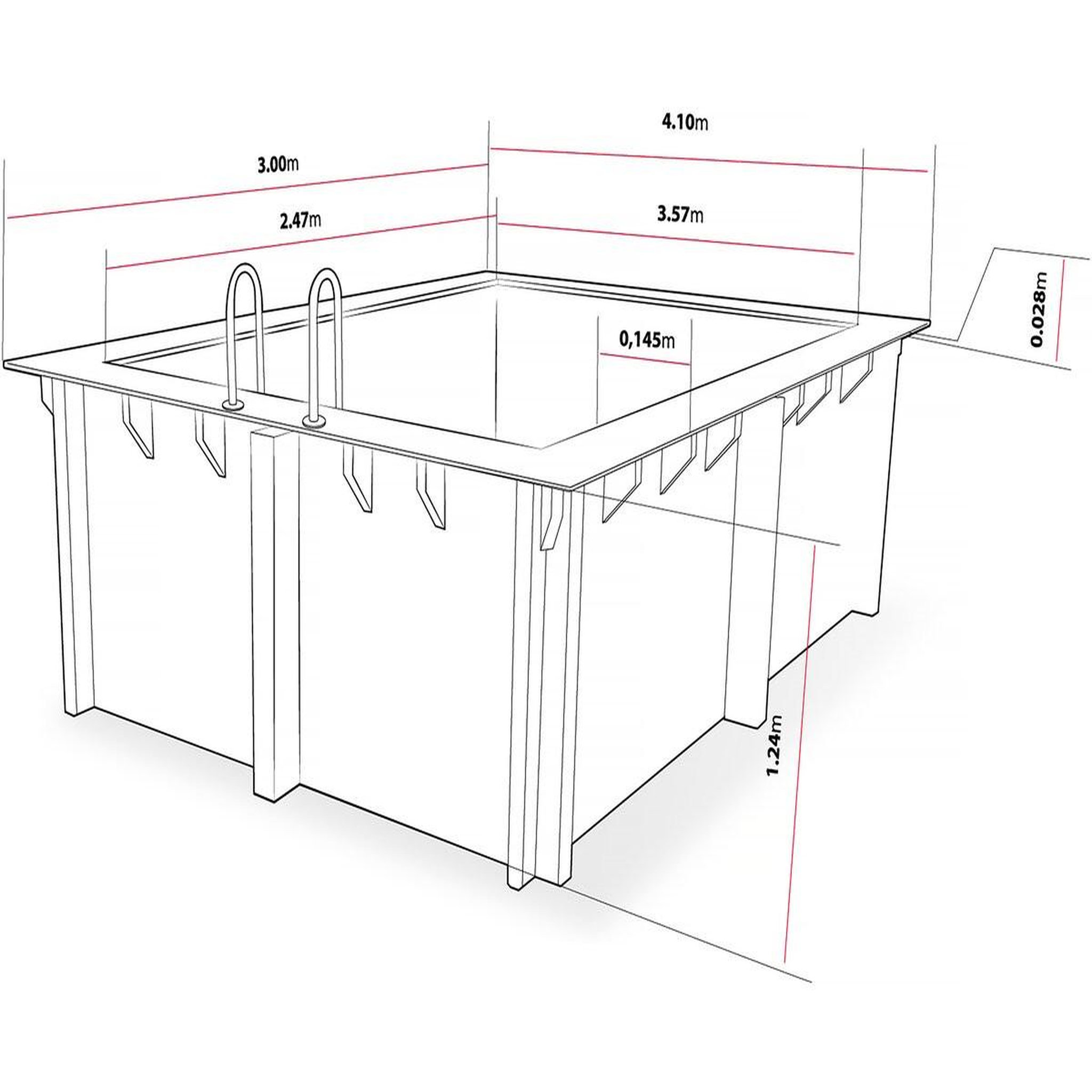 Voir la diapositive 3 : Habitat et Jardin Piscine bois rectangle   Caimans 120   - 4.10 x 3.00 x 1.24  m + Pompe à chaleur  3.5 kw/h
