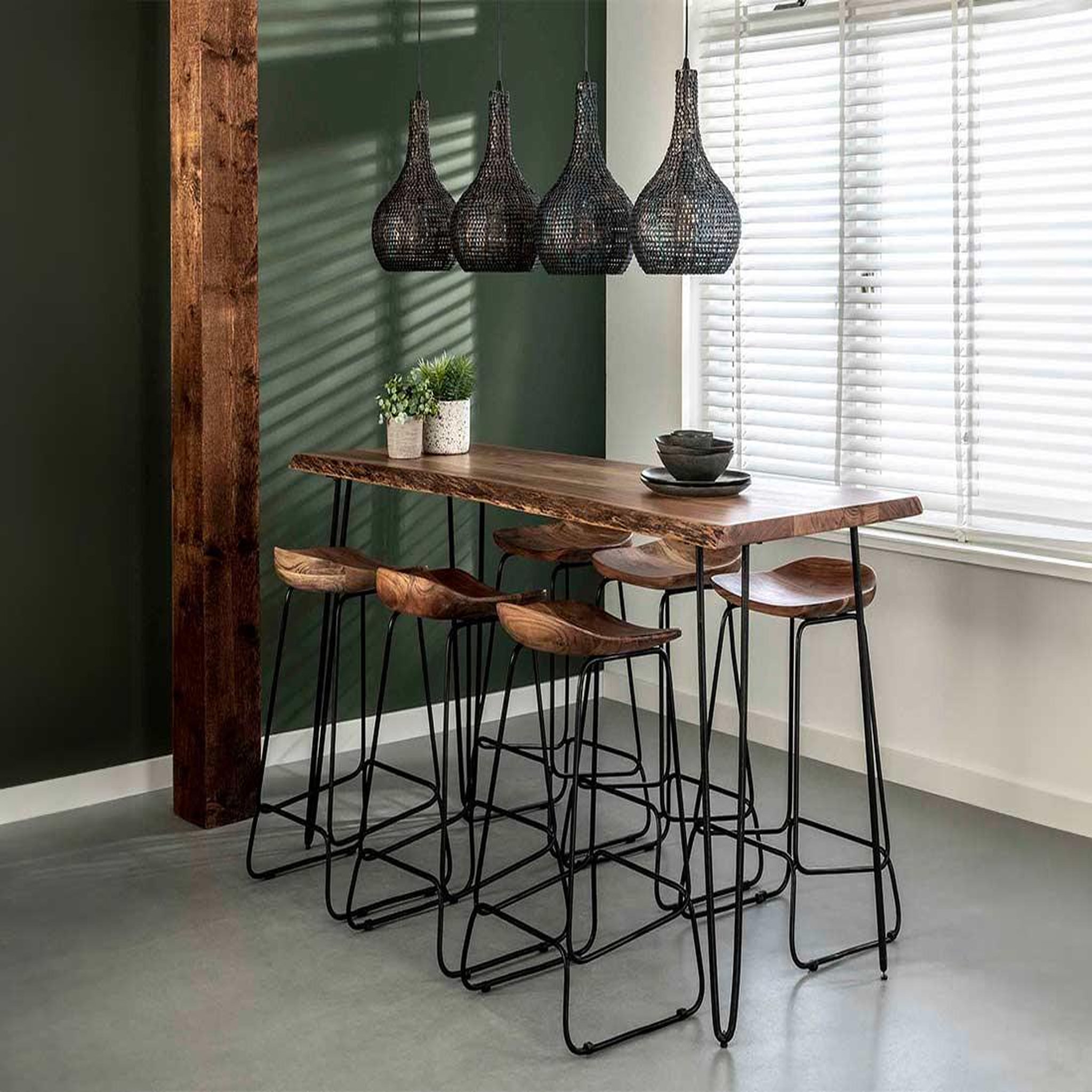 Voir la diapositive 4 : BEST MOBILIER Djoda - lot de 4 tabourets de bar - bois massif d'acacia