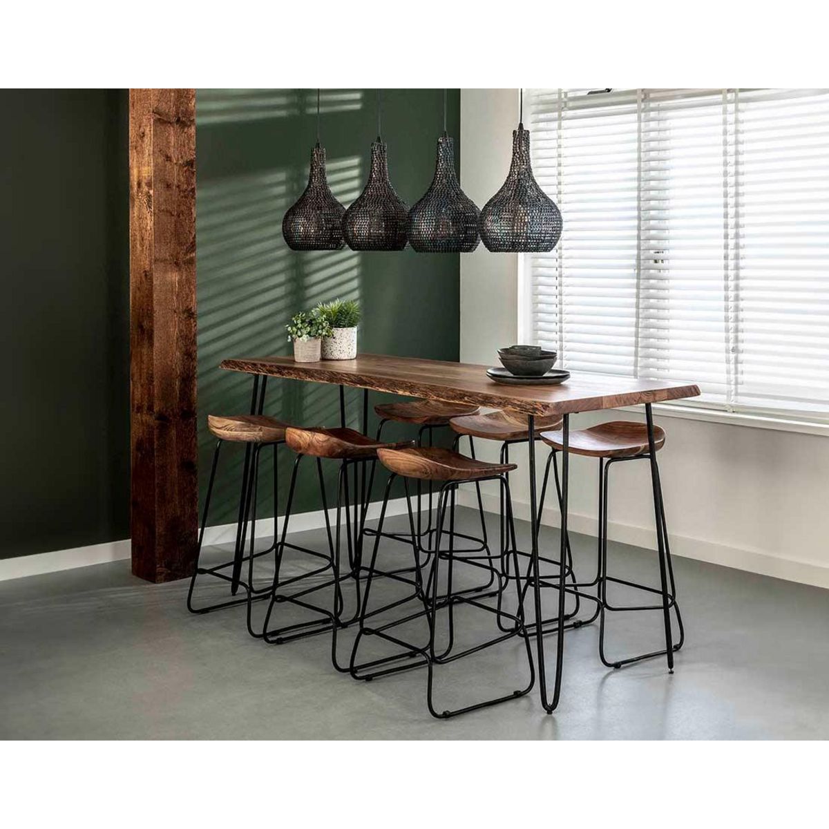 LISA DESIGN Djoda - lot de 4 tabourets de bar - bois massif d'acacia