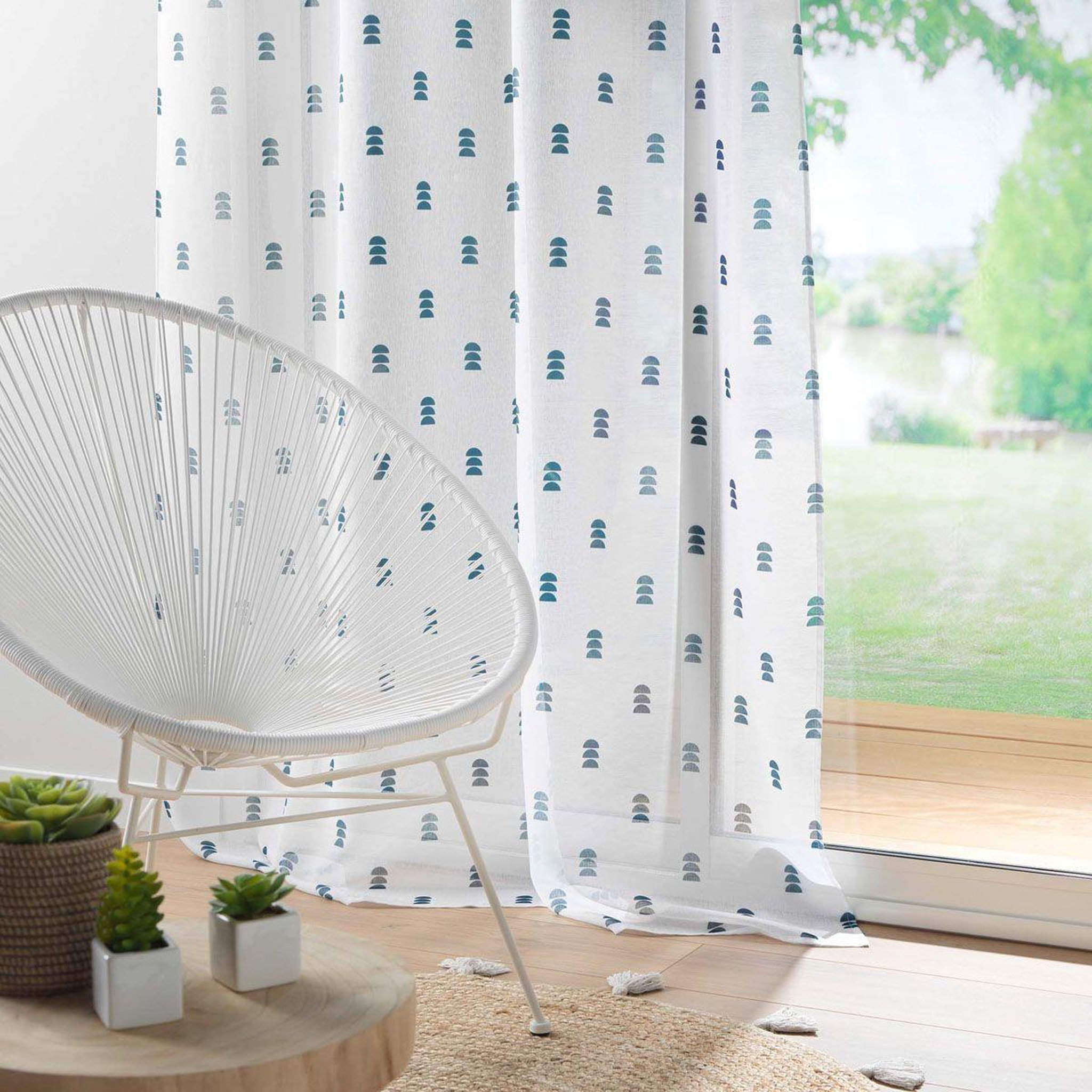 Voir la diapositive 3 : Douceur d'Intérieur Rideau voilage à œillets  geokid  140x240cm bleu pétrole