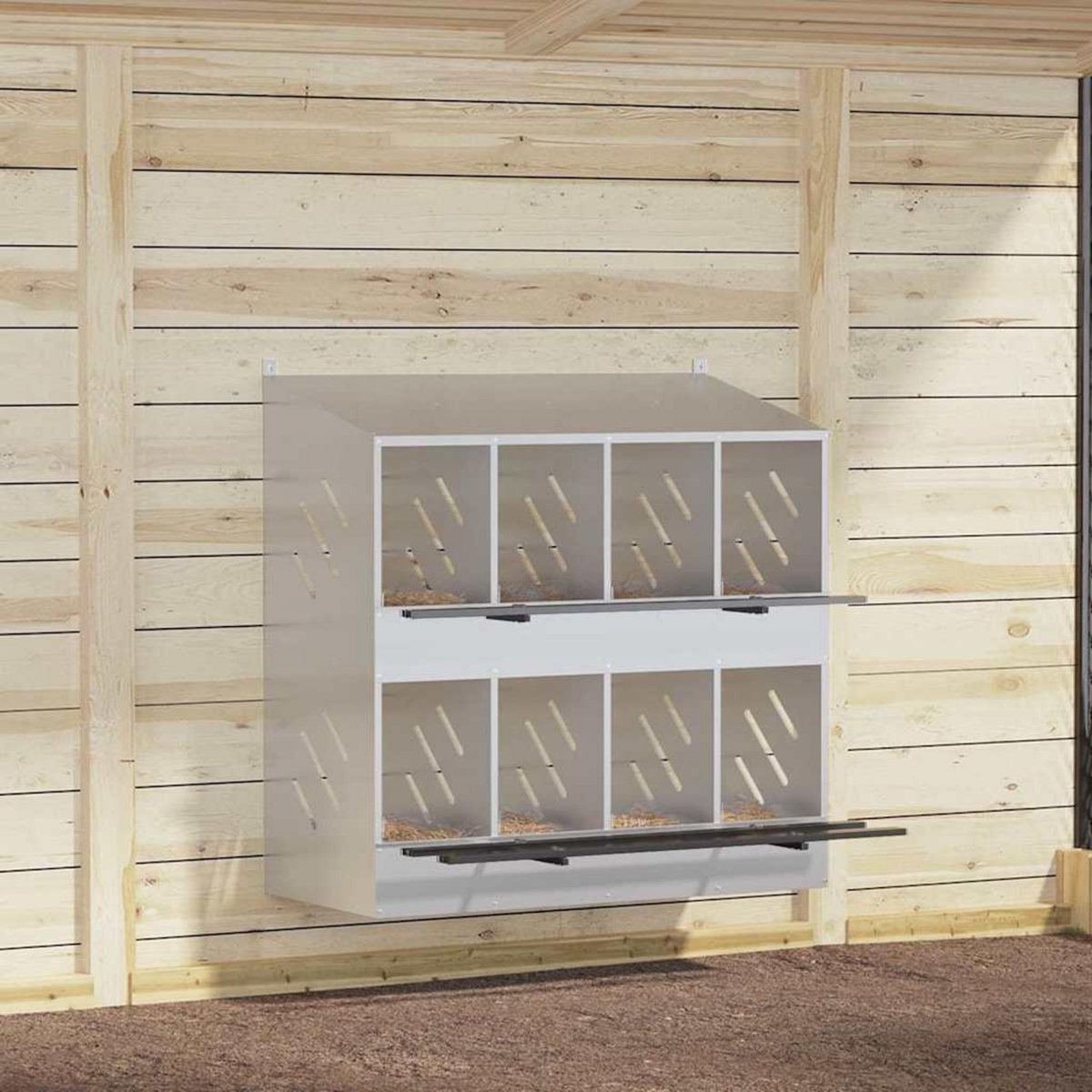 VIDAXL Nichoir de poules avec 8 compartiments metal argente galvanise