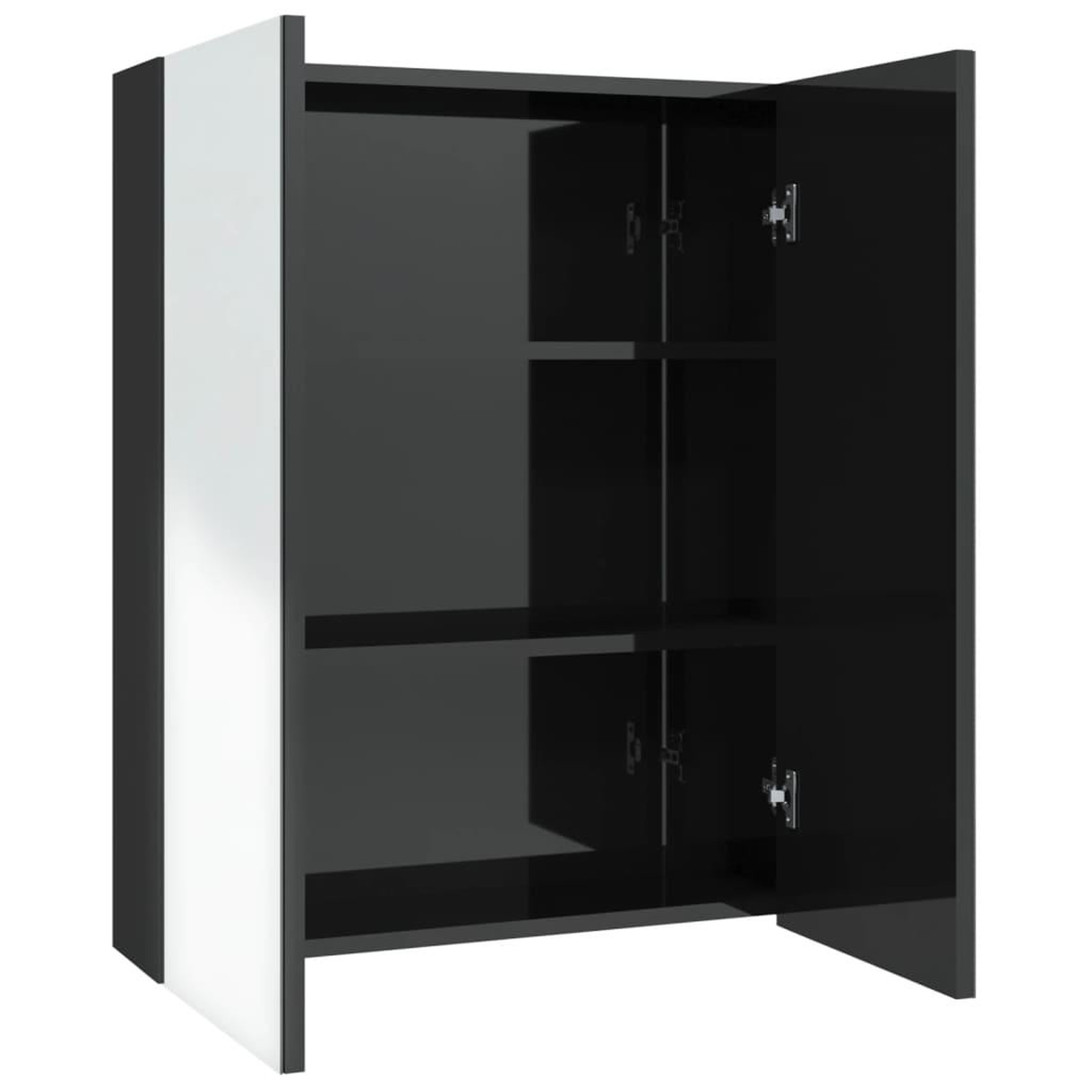 Voir la diapositive 2 : VIDAXL Armoire a miroir de salle de bain 60x15x75 cm MDF Noir brillant