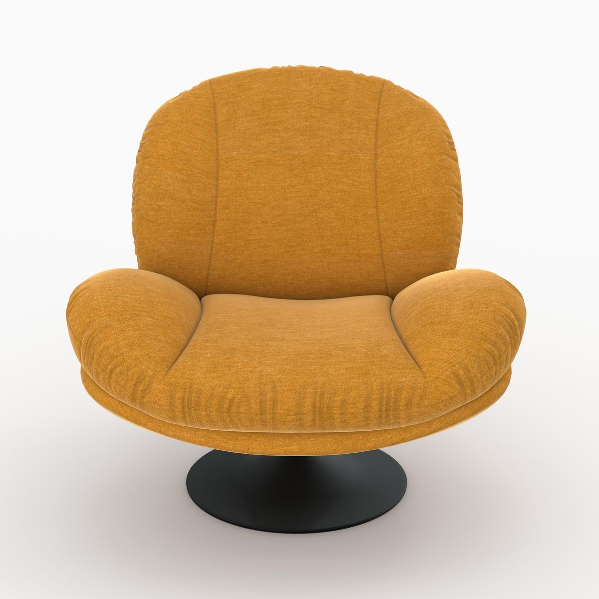 Rendez vous déco Fauteuil pivotant en tissu effet velours jaune moutarde - Ricci