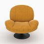 Voir la diapositive 6 : Rendez vous déco Fauteuil pivotant en tissu effet velours jaune moutarde - Ricci