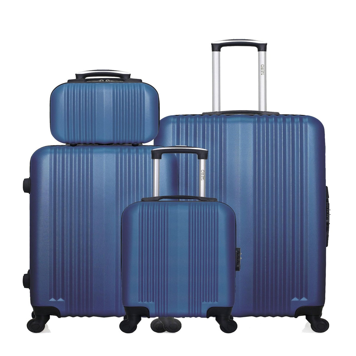 HERO HERO - Lot de 4 - Valise grand format, valise weekend, valise cabine XXS et vanity LIPARI