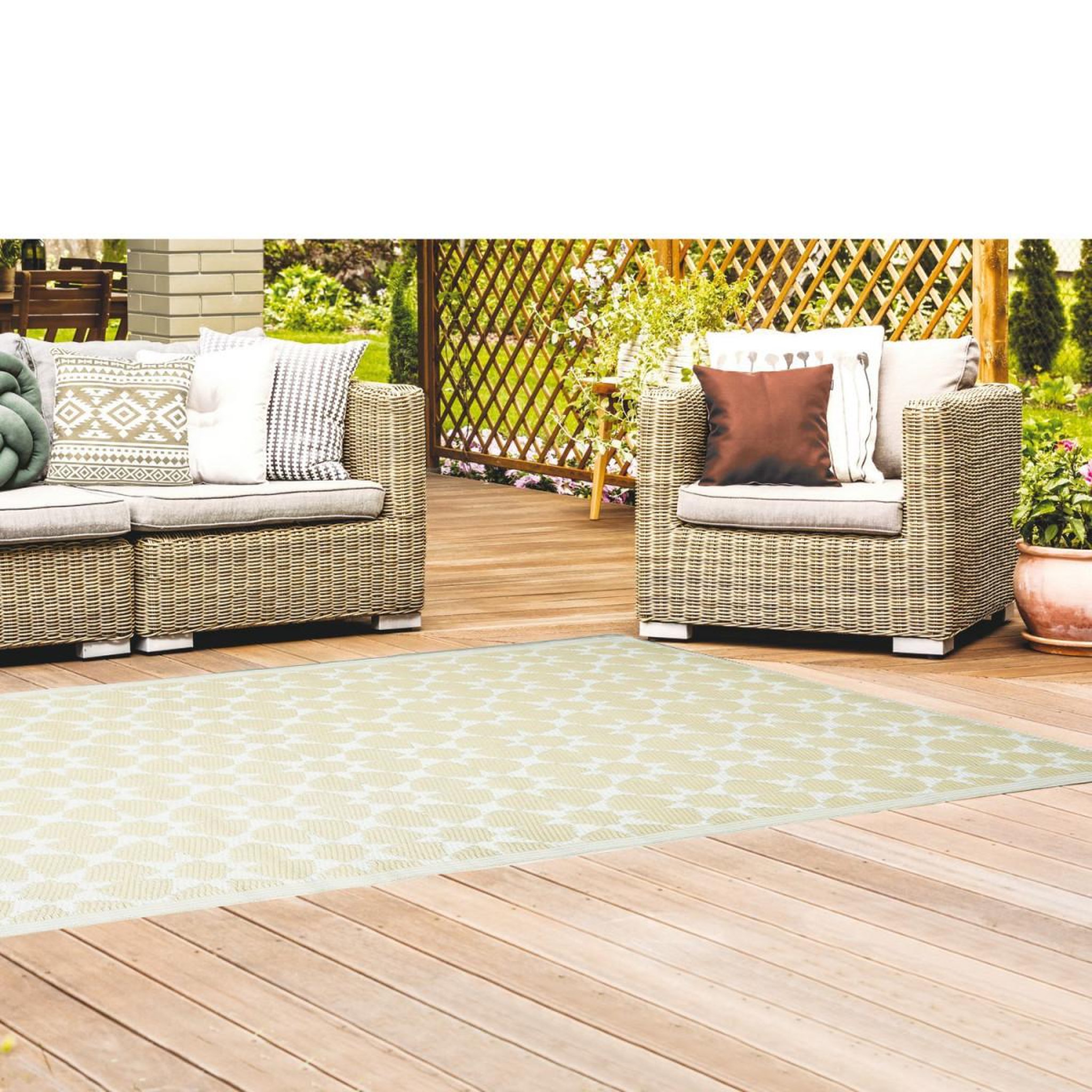 Voir la diapositive 5 : The Home Deco Factory Tapis déco imprimé  patio  120x180cm beige