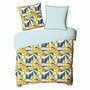 Voir la diapositive 4 : FUTURE HOME Parure de lit 2 personnes en percale 70 fils imprimé bleu