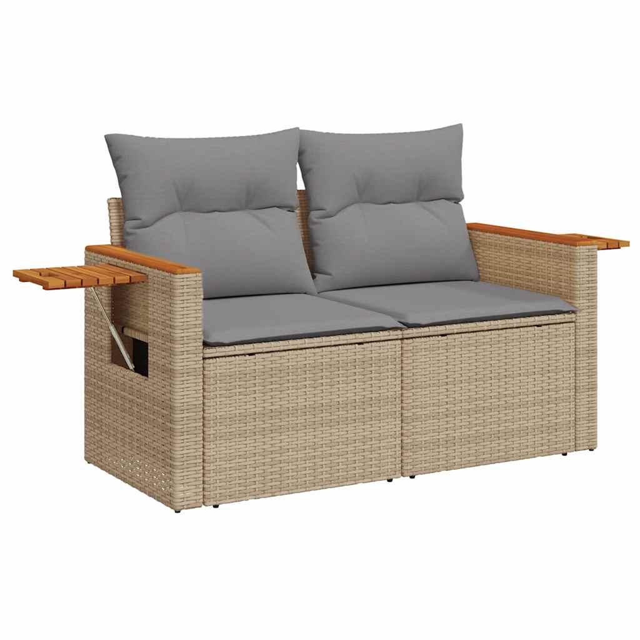 Voir la diapositive 4 : VIDAXL Salon de jardin avec coussins 7 pcs beige resine tressee acacia