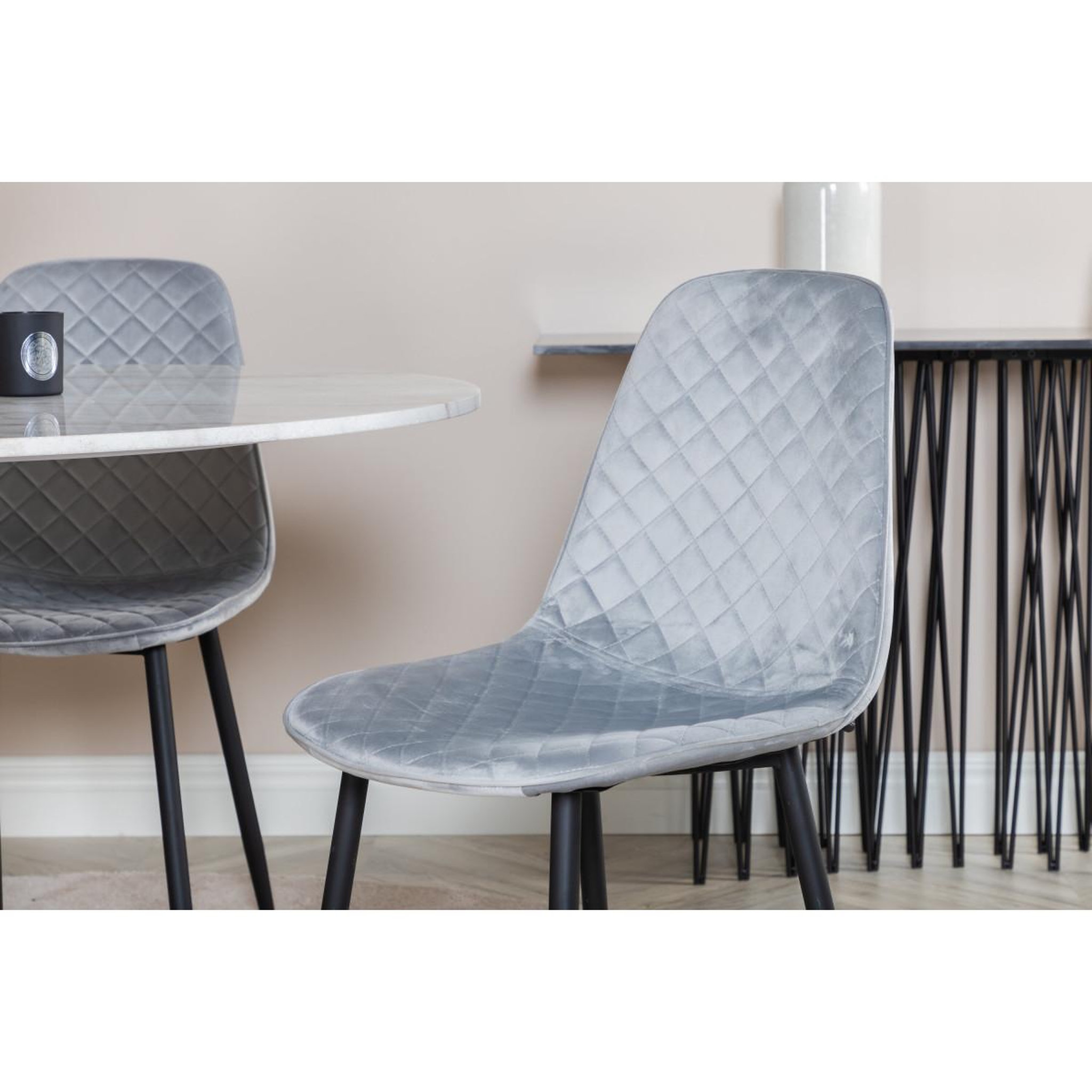 Voir la diapositive 5 : Paris Prix Ensemble table à manger & 4 chaises design  estelle i & polar  106cm blanc & gris