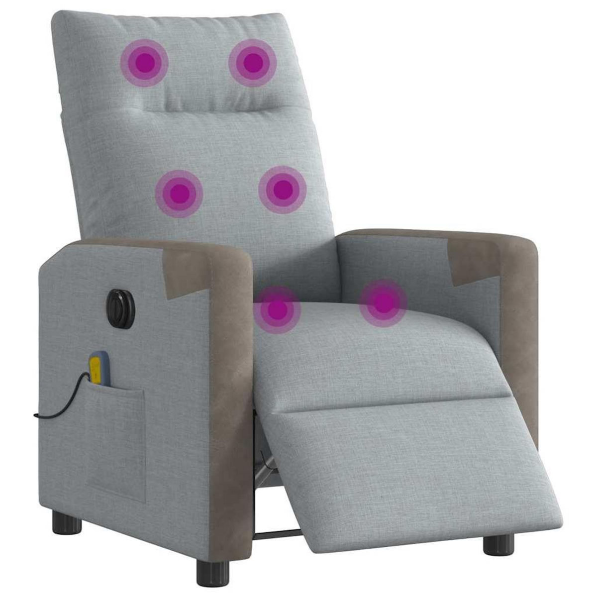 VIDAXL Fauteuil de massage inclinable electrique gris clair tissu