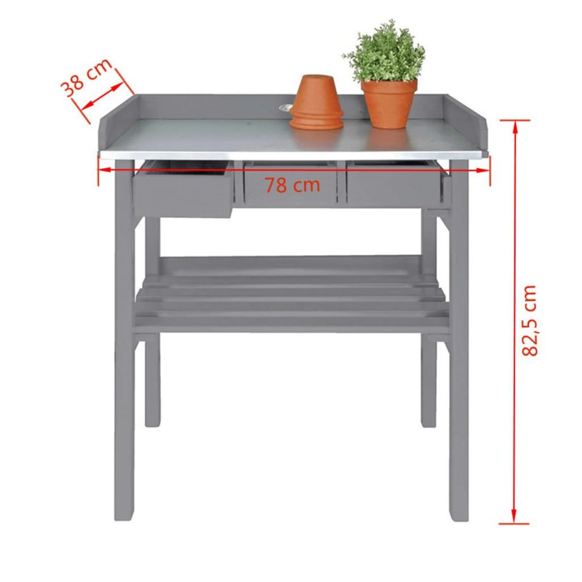 ESSCHERT DESIGN Table de jardinage surélevée grise - Esschert Design